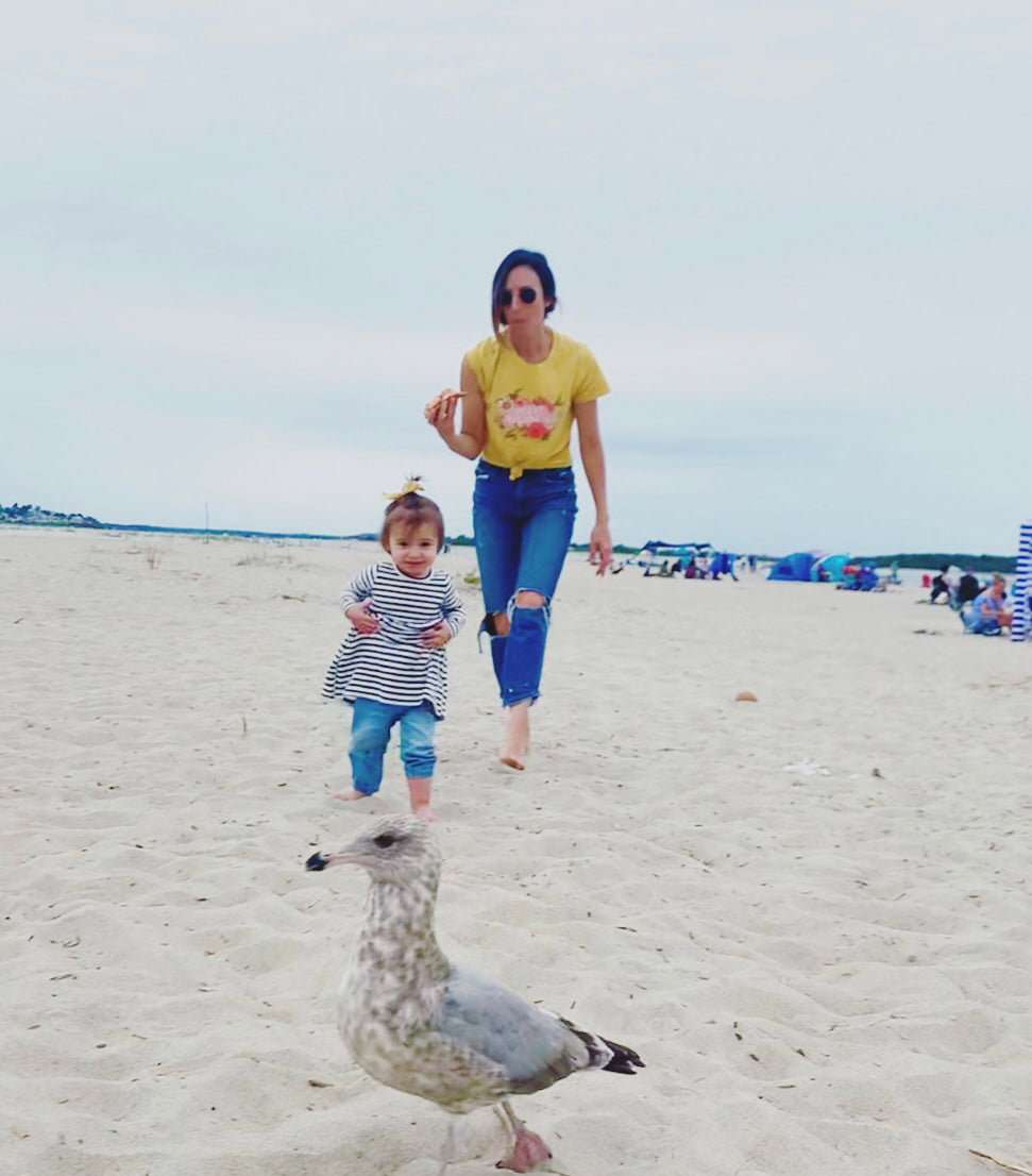 Beached Goods owner Sadie Restivo at a Massachusetts Beach with Daughter